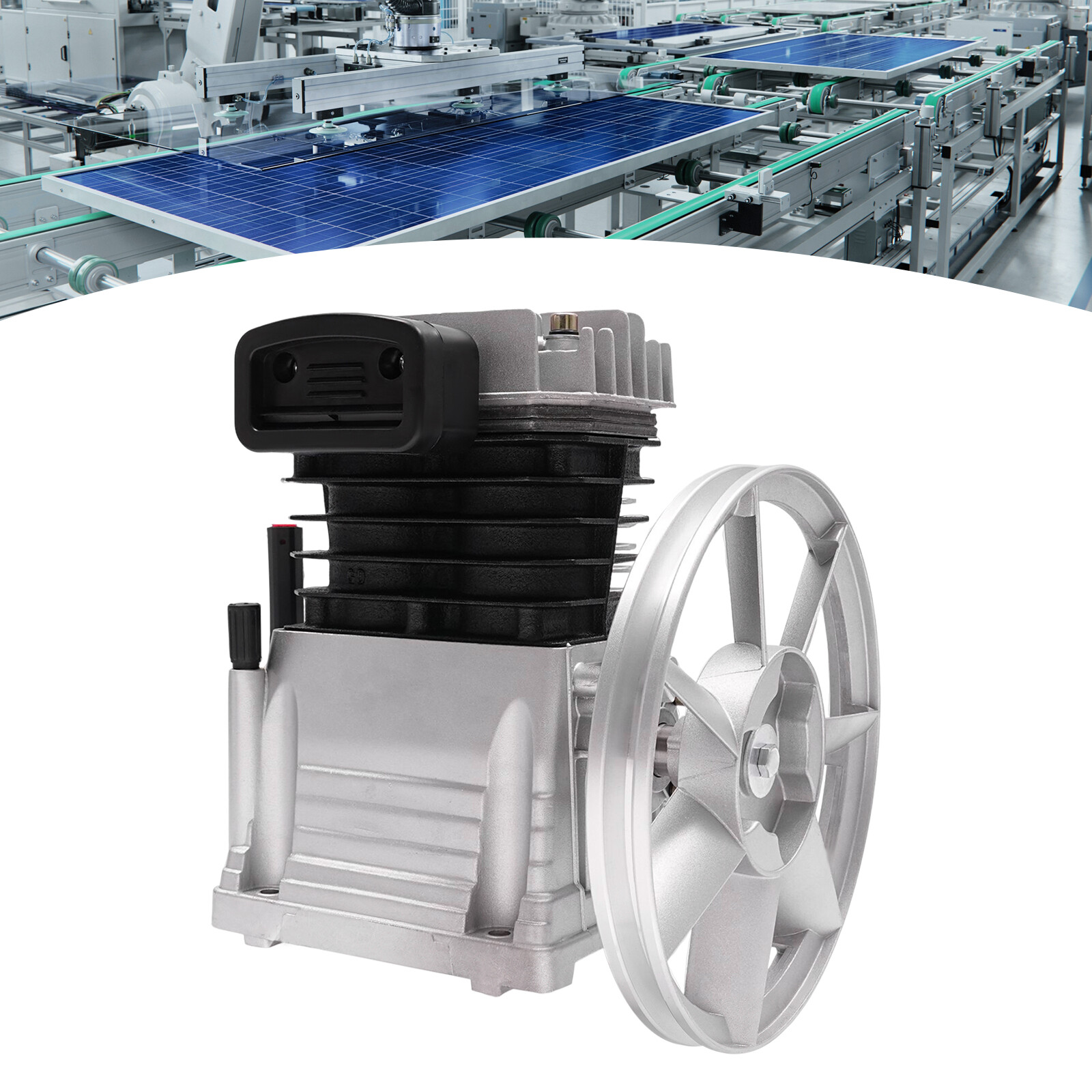 Air Compressor Pump Head w/ Silencer Modern 3HP Twin Cylinder Aluminum Pump Head