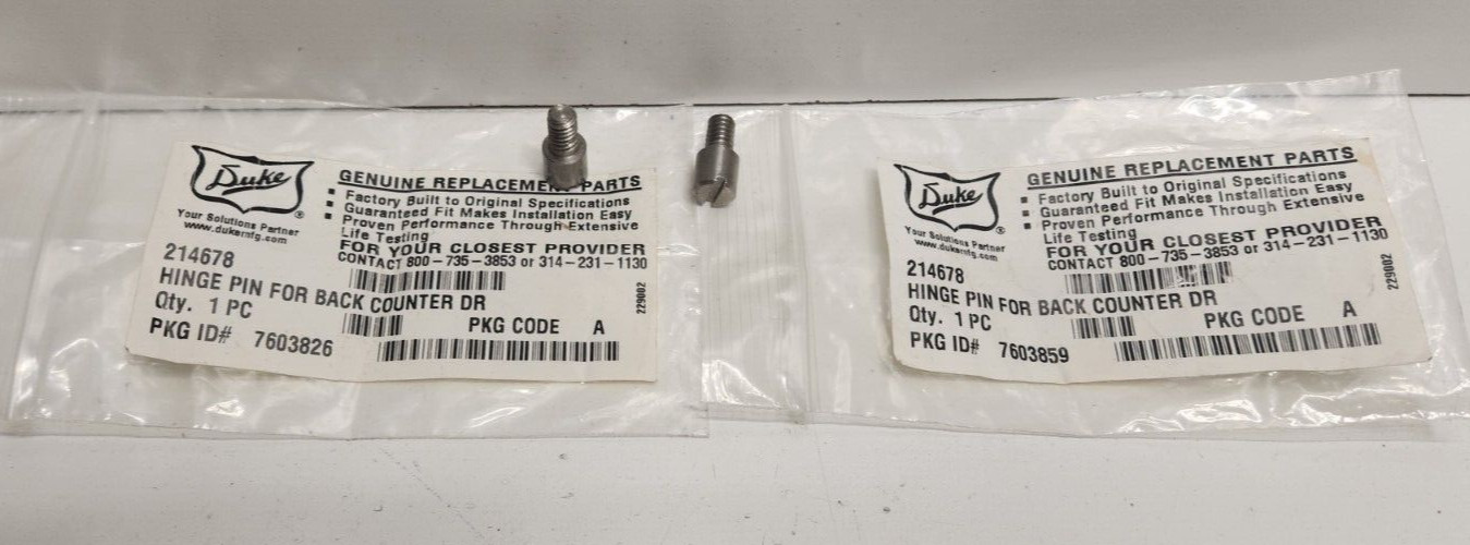 LOT OF 2 NEW OLD STOCK! DUKE HINGE PINS FOR BACK COUNTER 214678