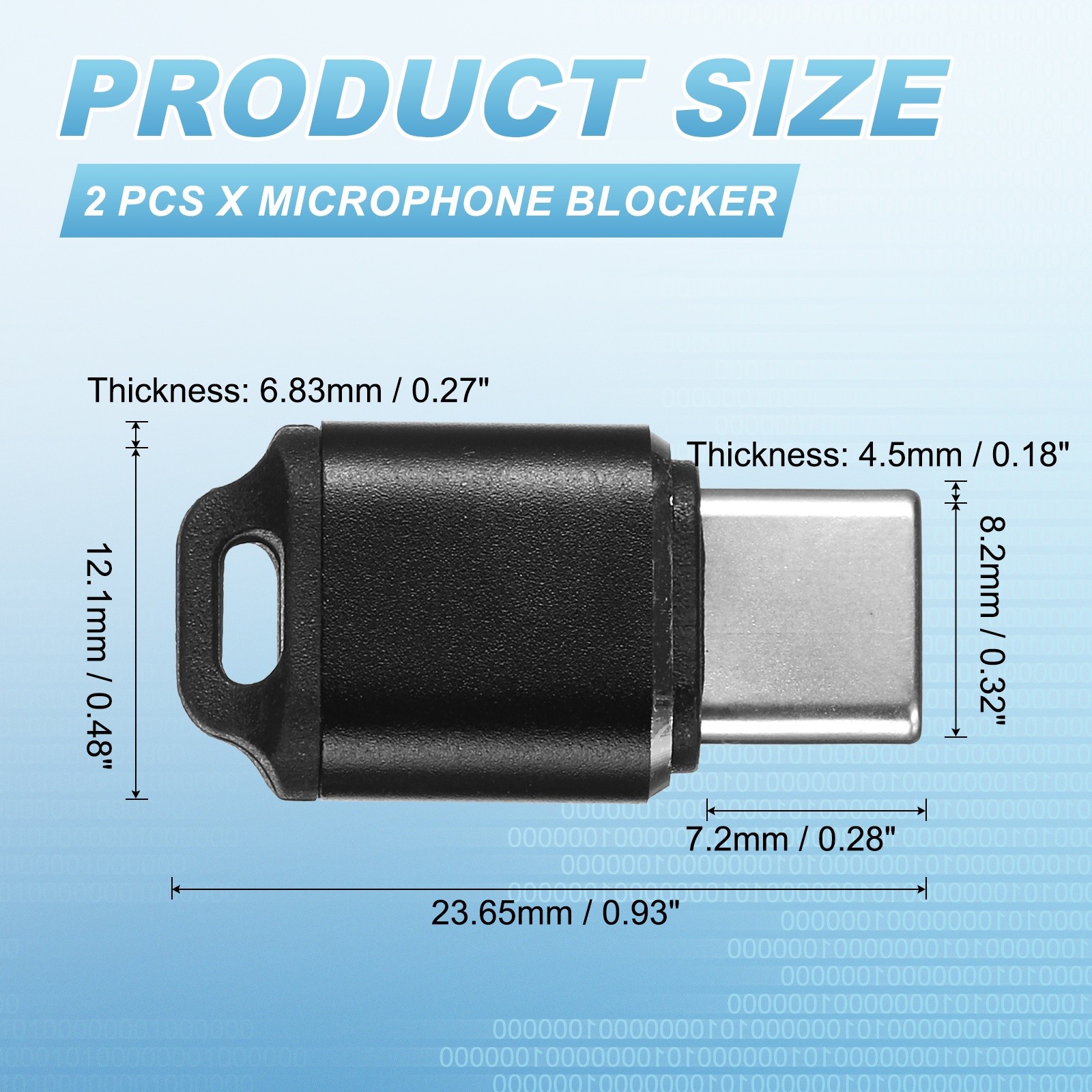 2pcs Microphone Blocker, USB Type C Audio Blocker, Black,US Stock