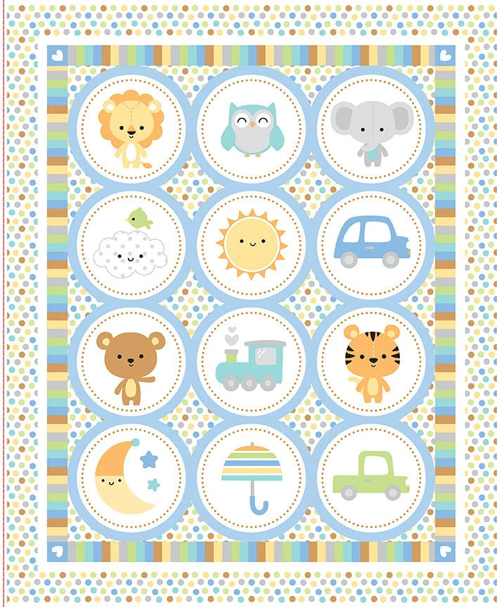 Special Delivery Boys Riley Blake Panel - 100% Cotton Fabric. Sold by the yard