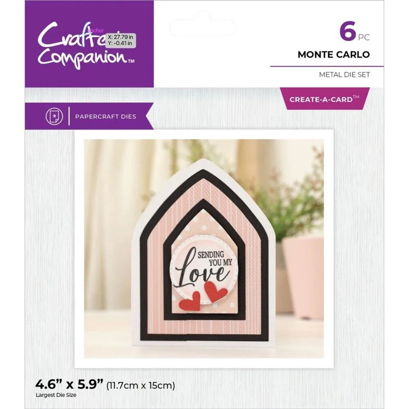 Crafter's Companion Create-A-Card Monte Carlo 6 Pc Dies of Various Sizes Set NEW
