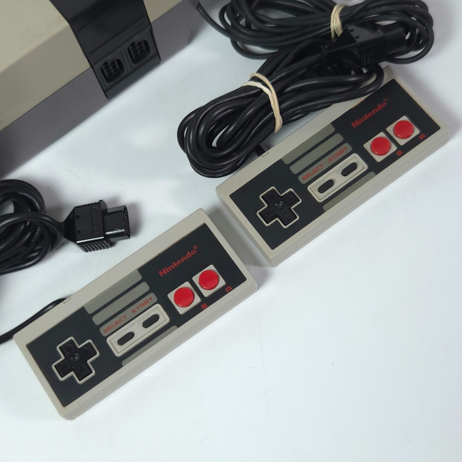Nintendo NES Console w/ 2 Controllers, Manual, & OEM Adapters - Tested Working