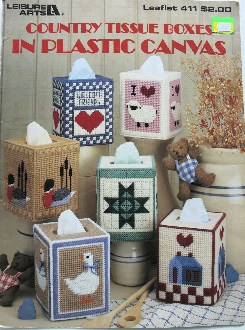 Country Tissue Boxes Plastic Canvas Patterns Leisure Arts #411