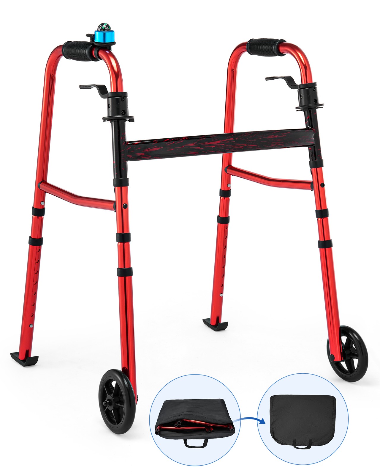 6.8lbs Front Wheeled Folding Walkers for Seniors Lightweight Walkers & Canes New