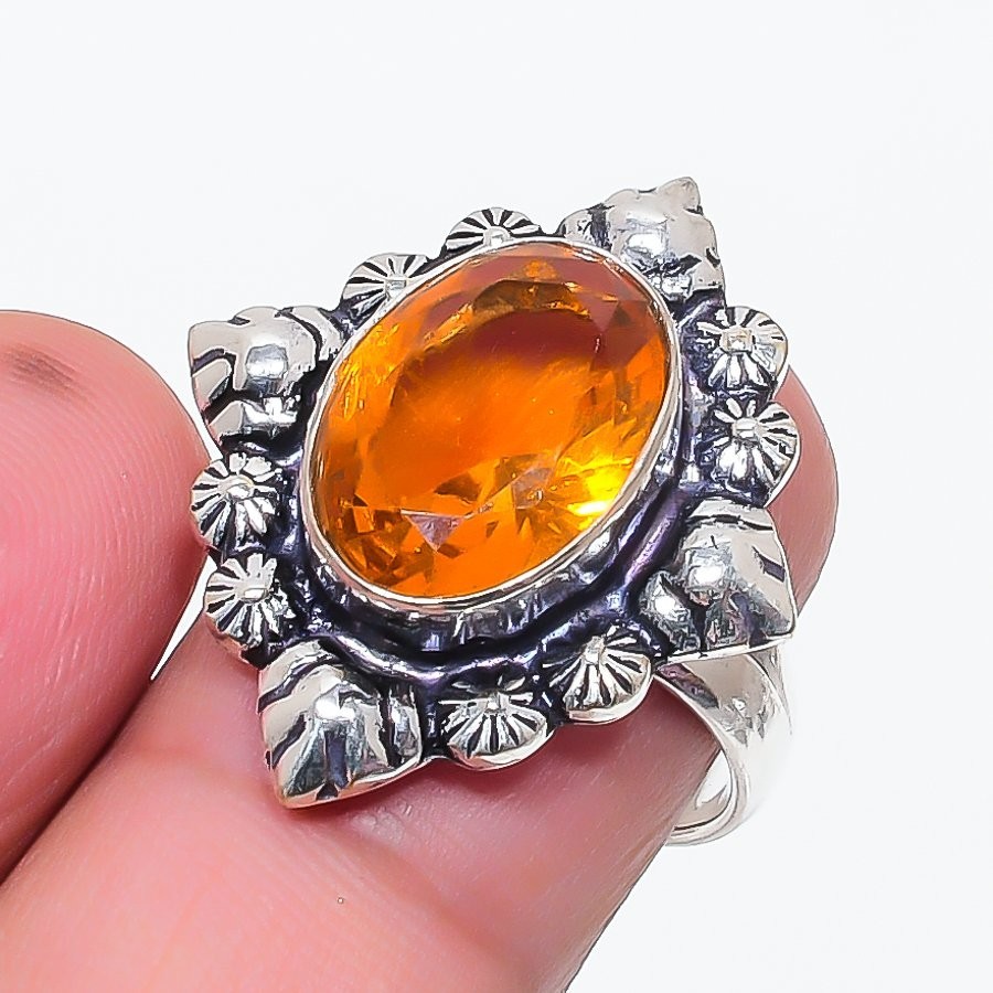 Yellow Citrine Gemstone Handmade 925 Sterling Silver All Size Ring For Gift