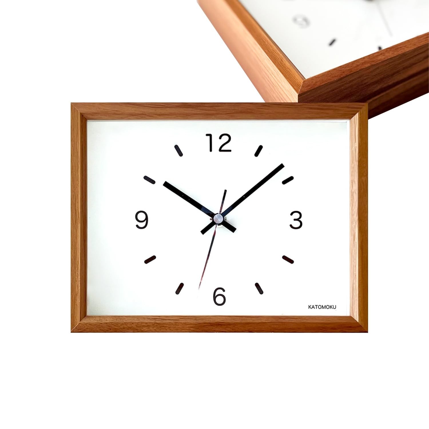 KATOMOKU Wooden Desk & Wall Clock Walnut Brown Silent Japan 22cm