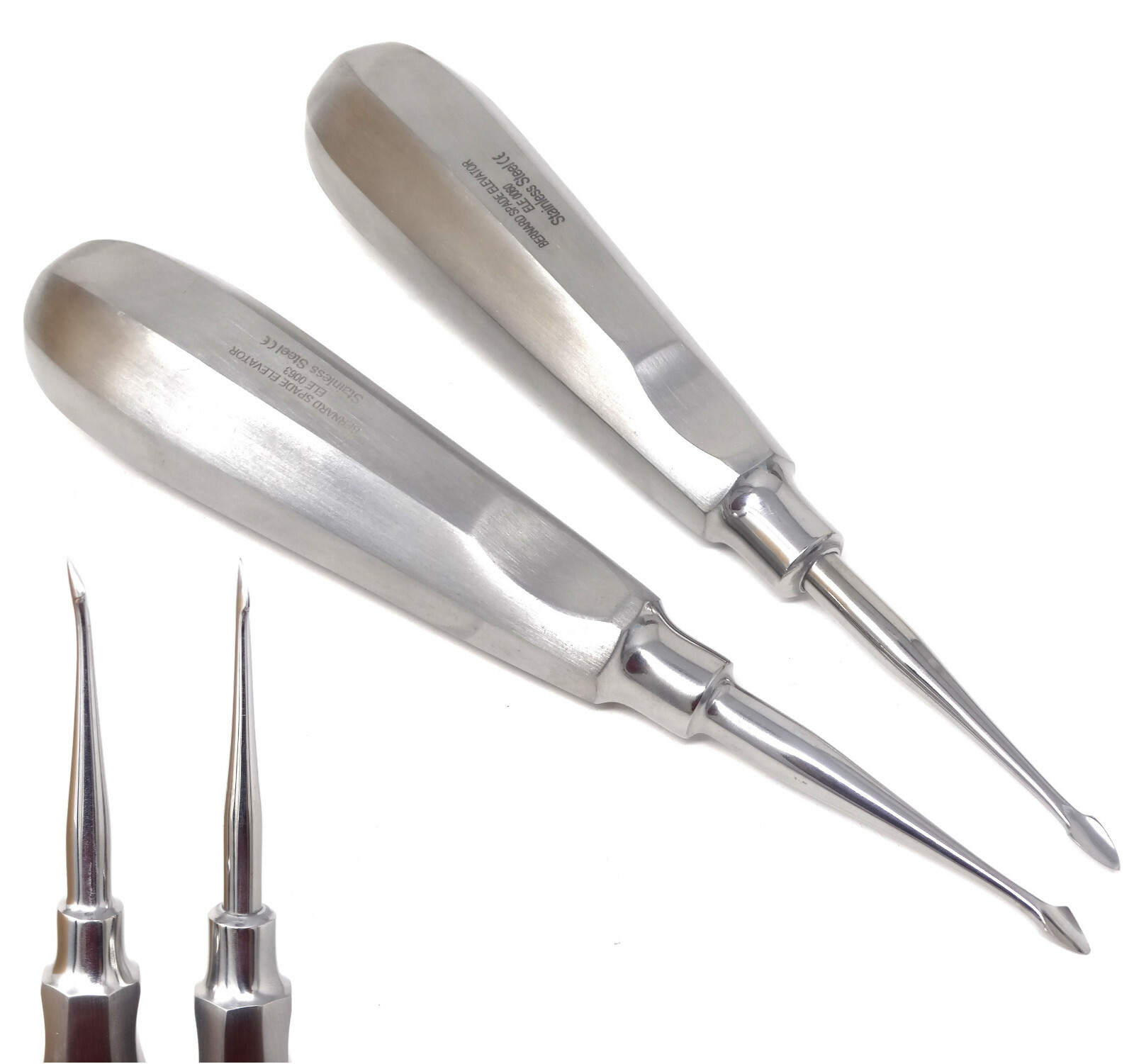 Dental Tooth Surgery Straight + Curved Spade Concave Root Tip Elevators #60 #63