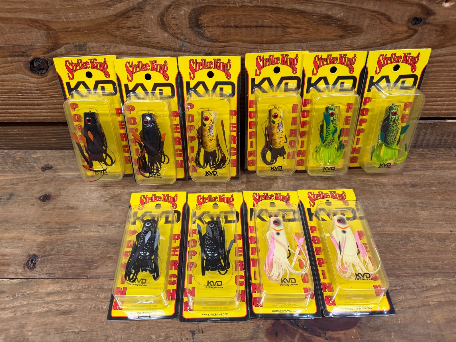 (10) Strike King KVD Pipsqueak Popping Perch Topwater Lure Minnow Frog (Qty)