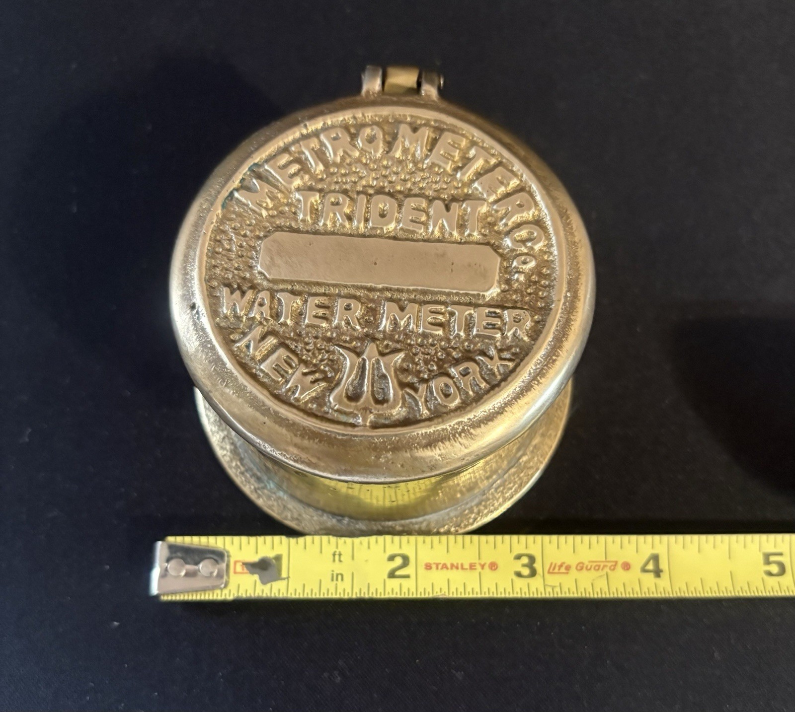 Metrometer Co. Trident Water Meter Lidded Brass Trinket Box