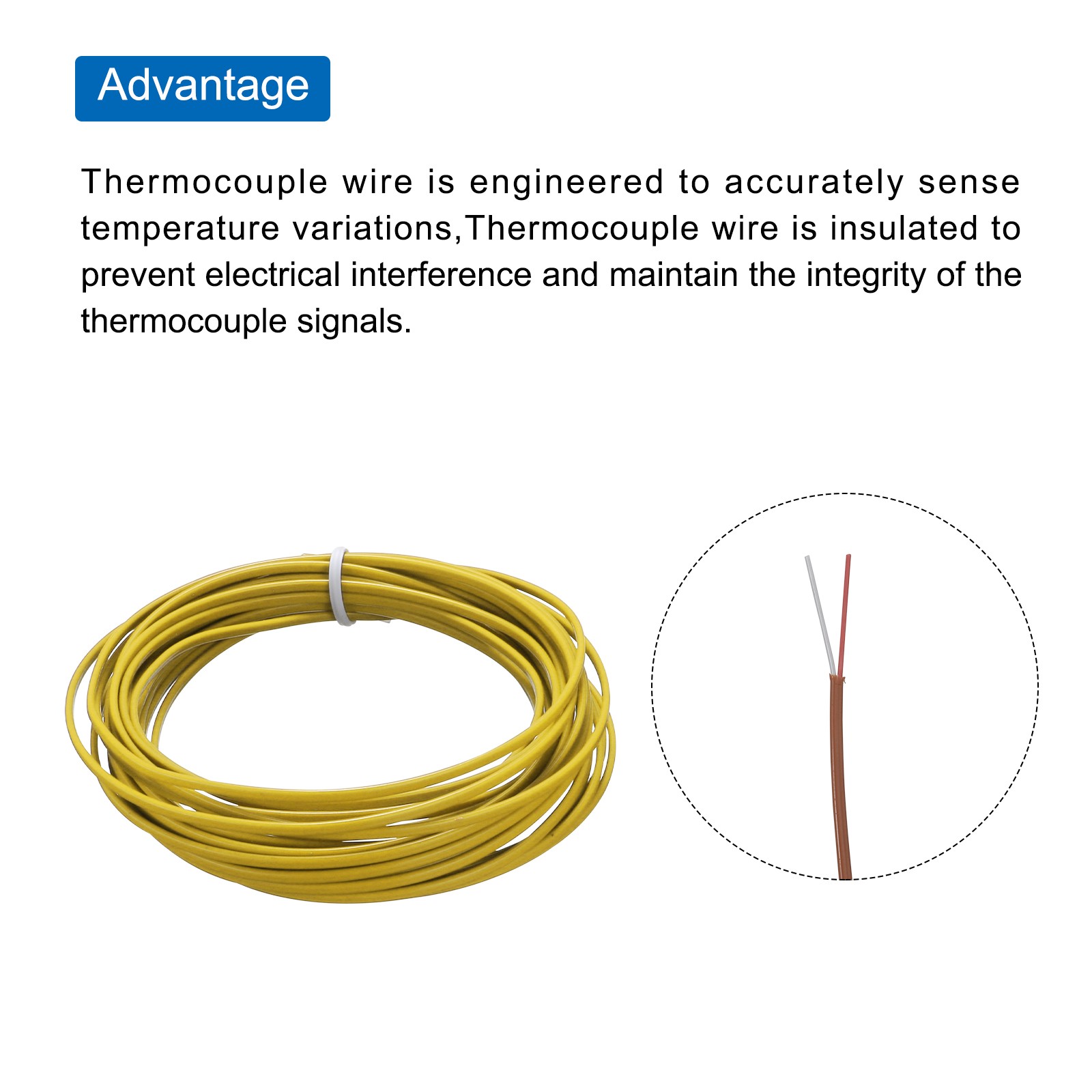 2x0.5 Thermocouple Wire Braided PTFE Insulation 16 Ft