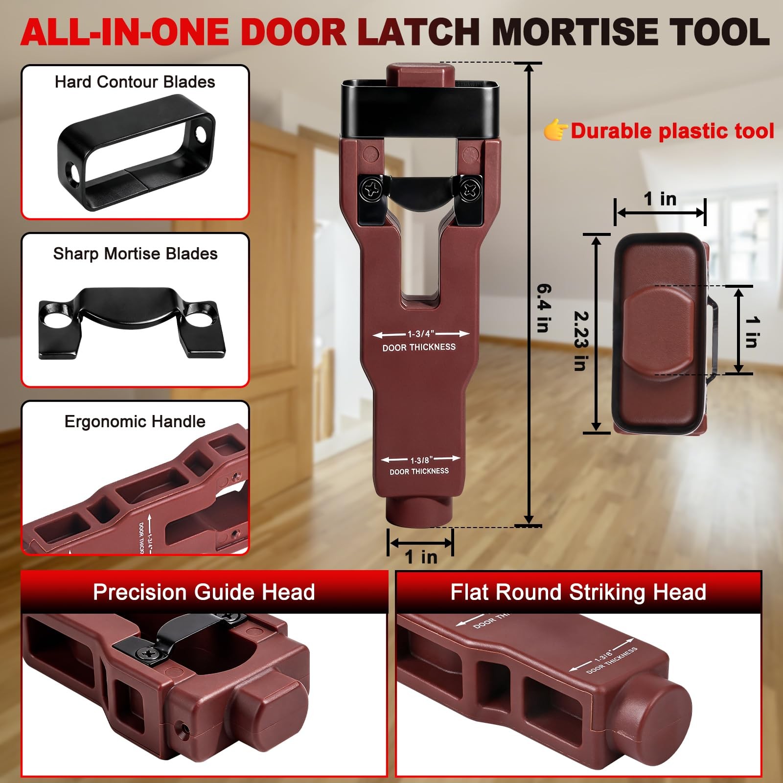Door Hinge Jig Aluminum Alloy Template Kit Router Adjustable Mortise 2.55 Inch