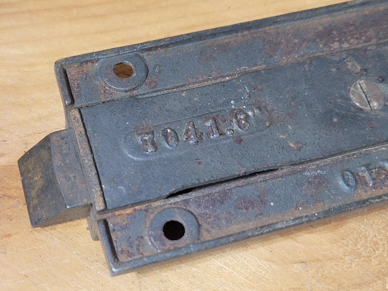 Russell & Irwin Door Bolt Floor Lock Victorian Cast Iron 1880s Antique Eastlake
