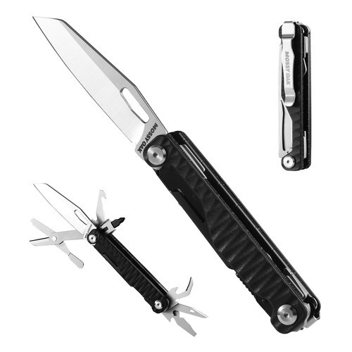 Mossy Oak Multitool Knife 12 in 1 Pocket Multitool with G10 Handle for Camping