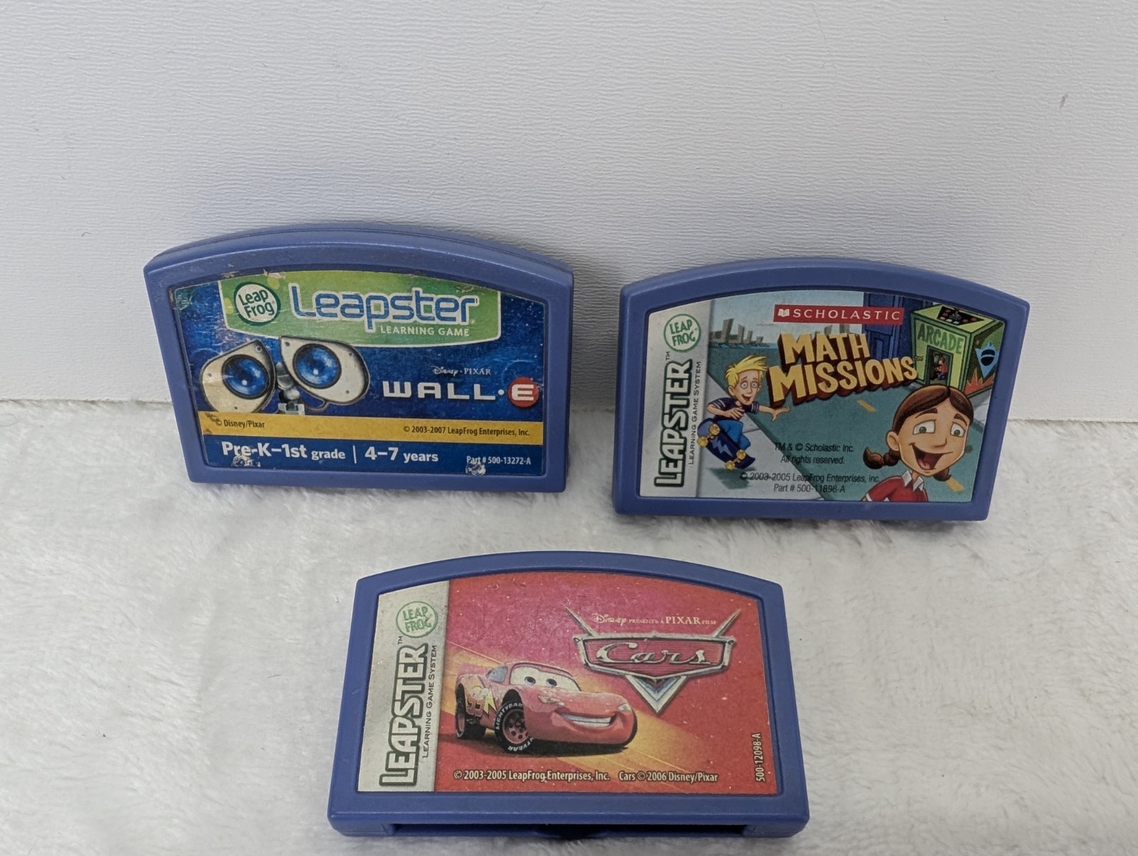 Leap Frog Leapster Game Cartridges Pixar Wall-E Disney Cars Math Missions