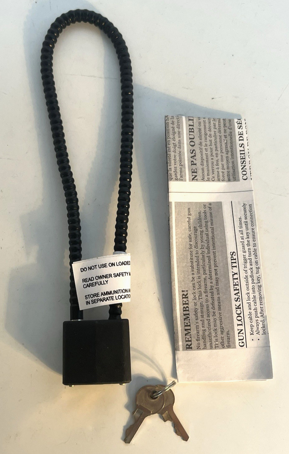 NEW BLACK Regal R15LC Pistol Firearm Cable Lock w/  2 Keys 30mm