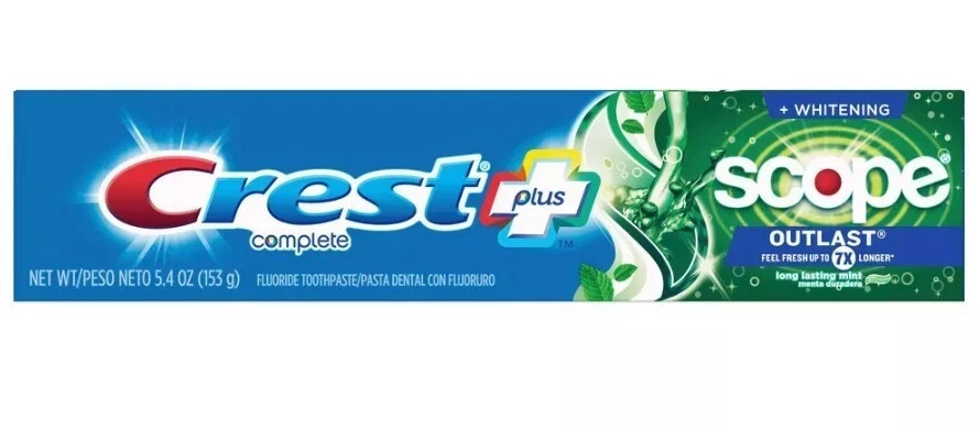 Crest Plus Complete Scope Outlast Whitening Toothpaste, 5.4 oz each 2 boxes New!