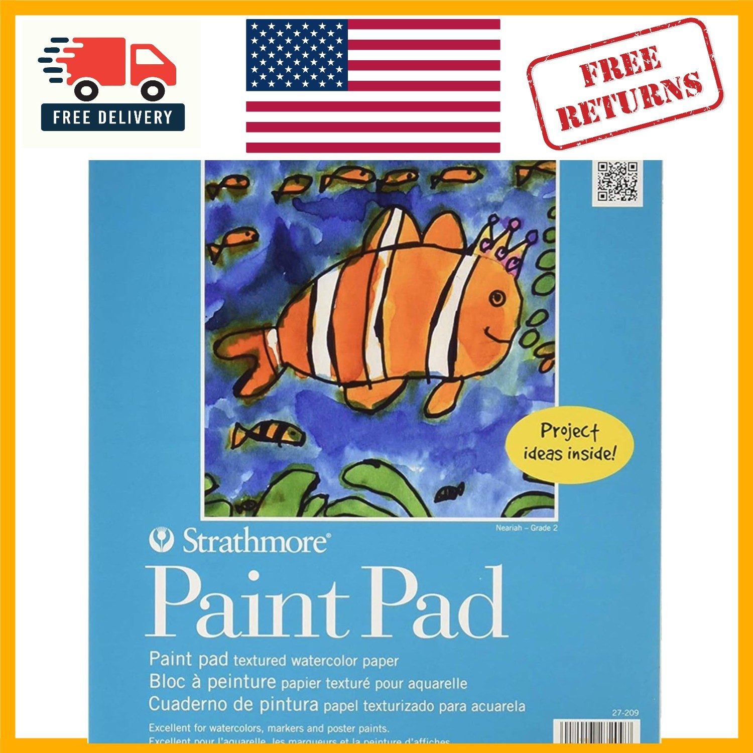 Moisture-Resistant 100 Series Youth Paint Pad, 9x12, Ideal for Young Artists