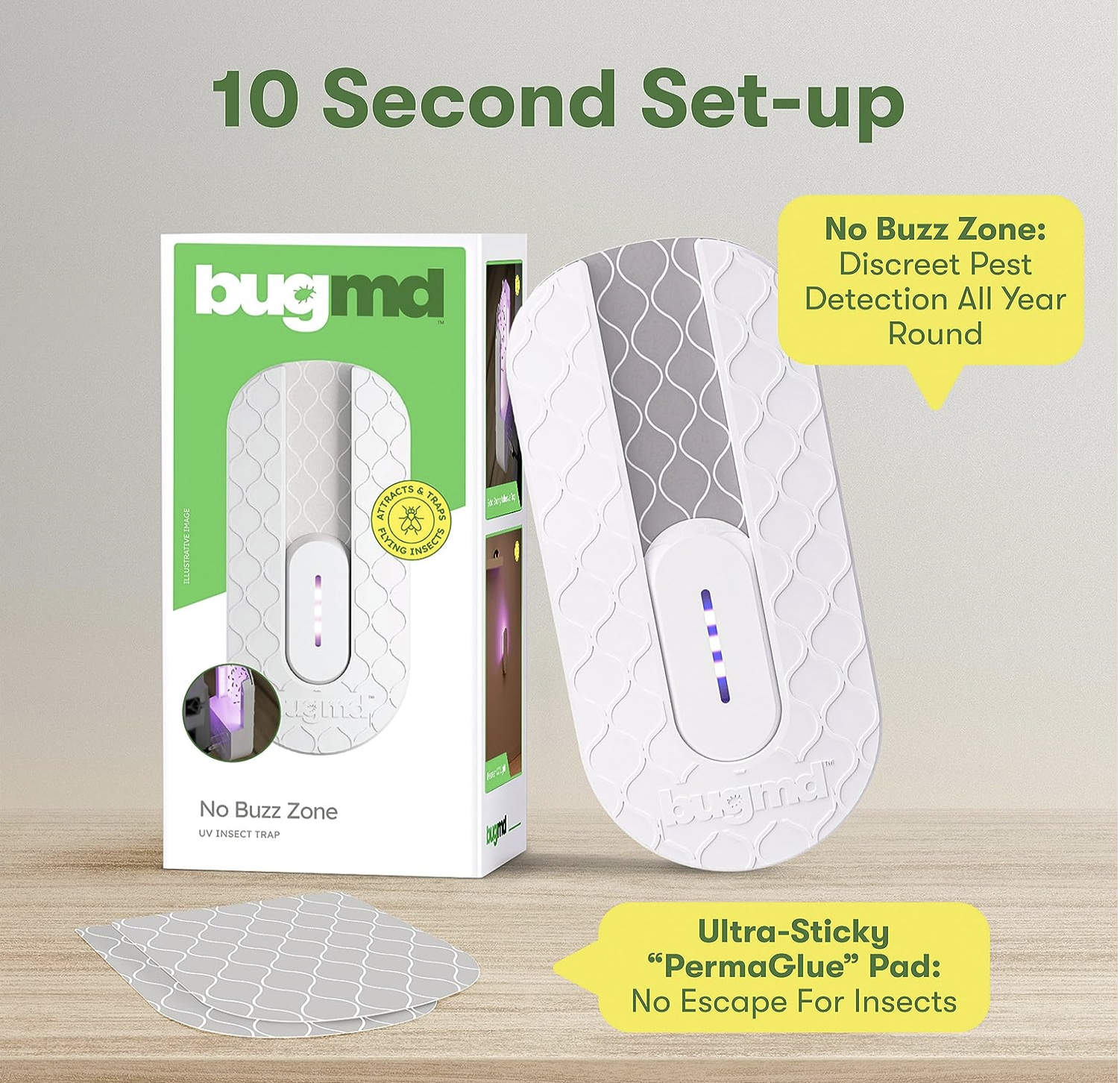 BugMD No Fly Zone Refillable UV Bug Zapper, Mosquito Zapper, Flying Insect Trap