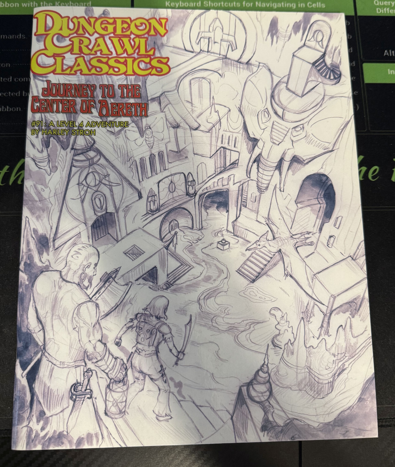 Journey to the Center of Aereth Sketchcover #91 Goodman Games DCC module dungeon