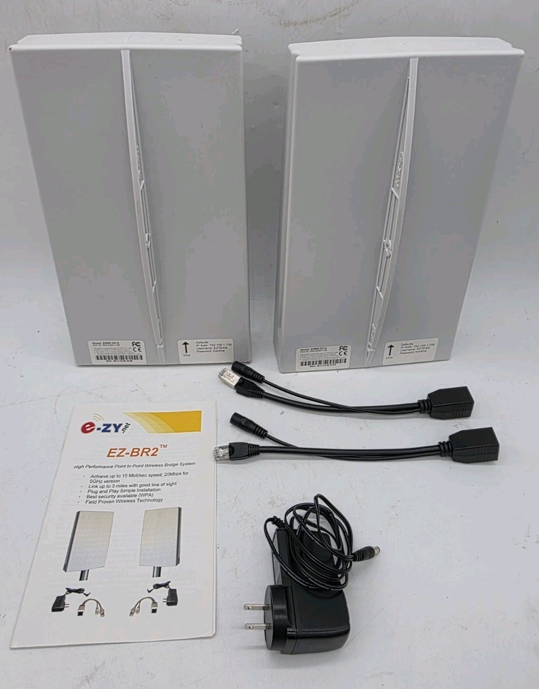 E-ZY.net EZ-BR2 Point To Point Wireless Bridge System 802.11 2.4GHz