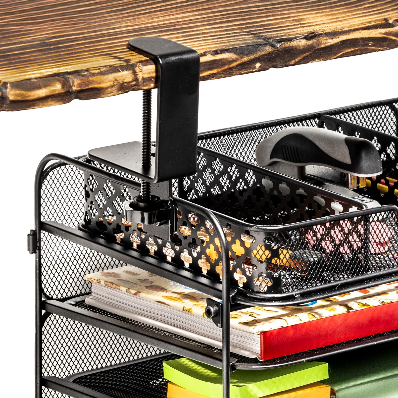 Desktop Organizer That Attaches Underneath a Desk