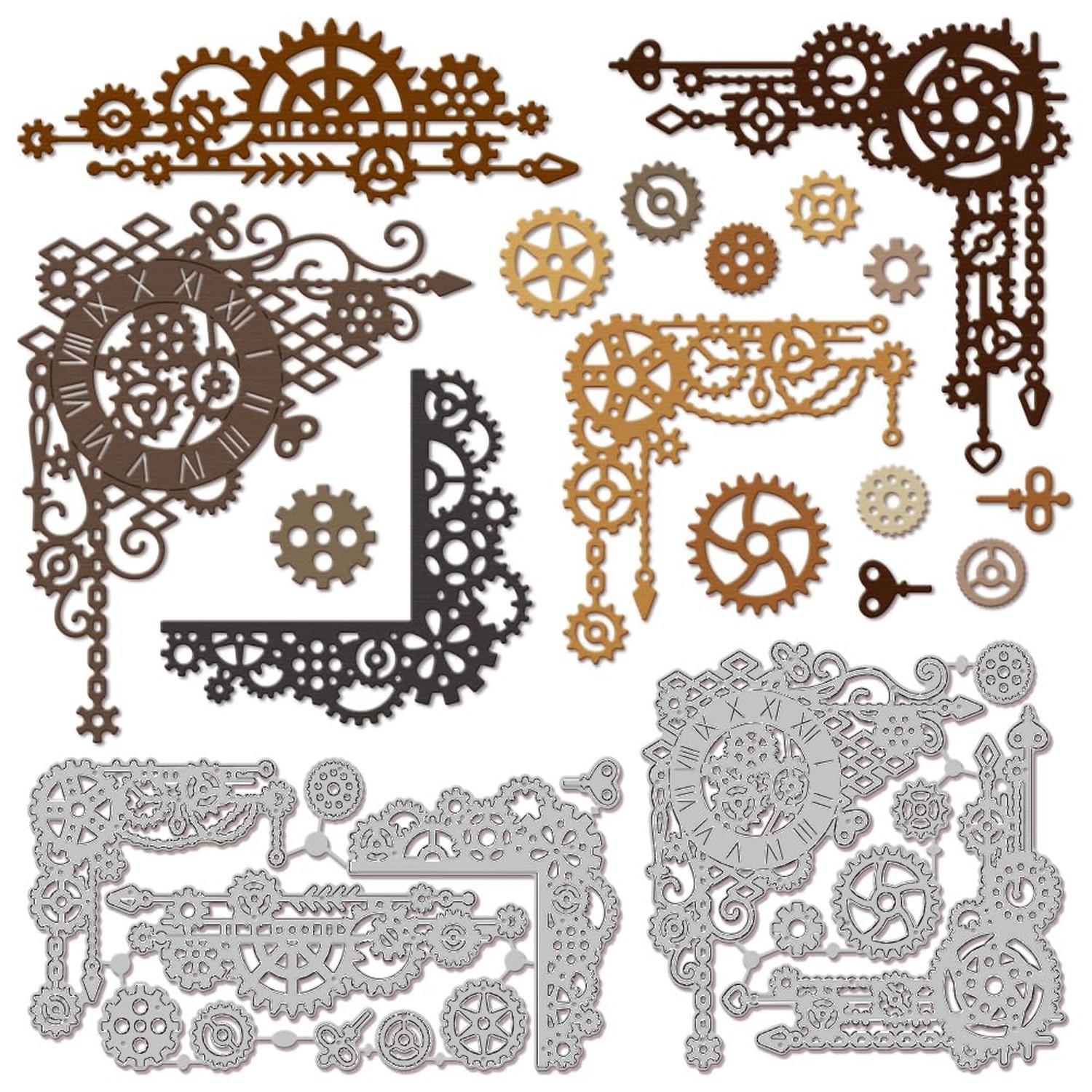 GLOBLELAND Steampunk Corner Cutting Dies for Card Making Gear Corner Cut Die ...