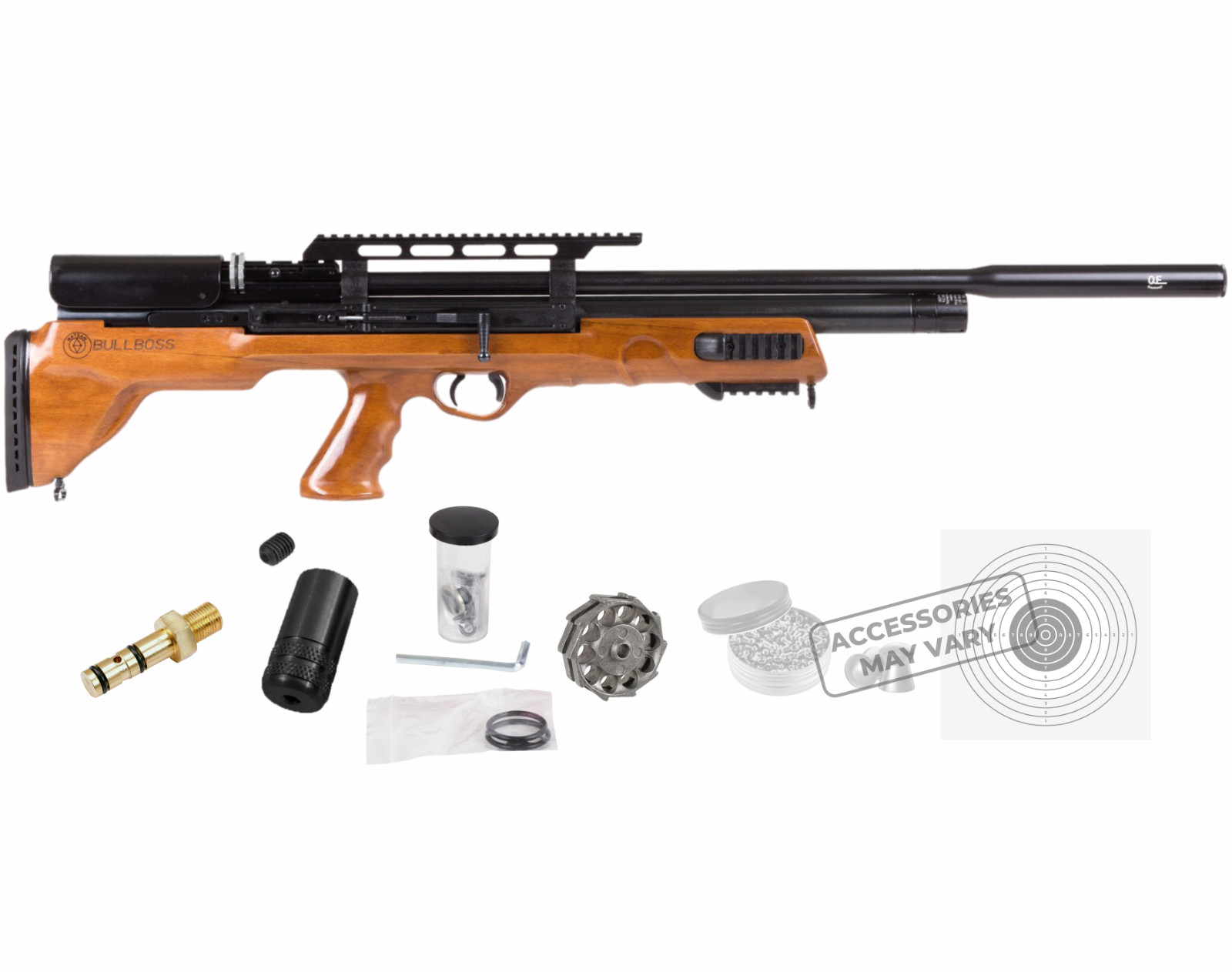 Hatsan BullBoss Wood Air Rifle with 100x Paper Targets and Lead Pellets Bundle