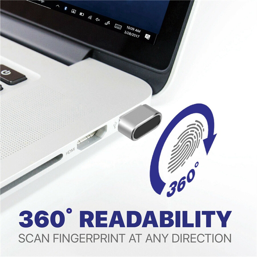 USB Fingerprint Reader for Windows 10 Hello Laptops & PC Sensor Security Device