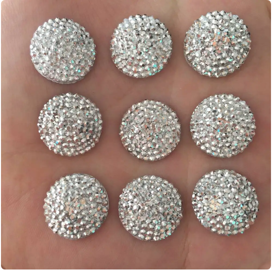 CraftBuddyUS 20pcx16mm Silver Round Resin Convex Flatback Wedding Buttons Craft