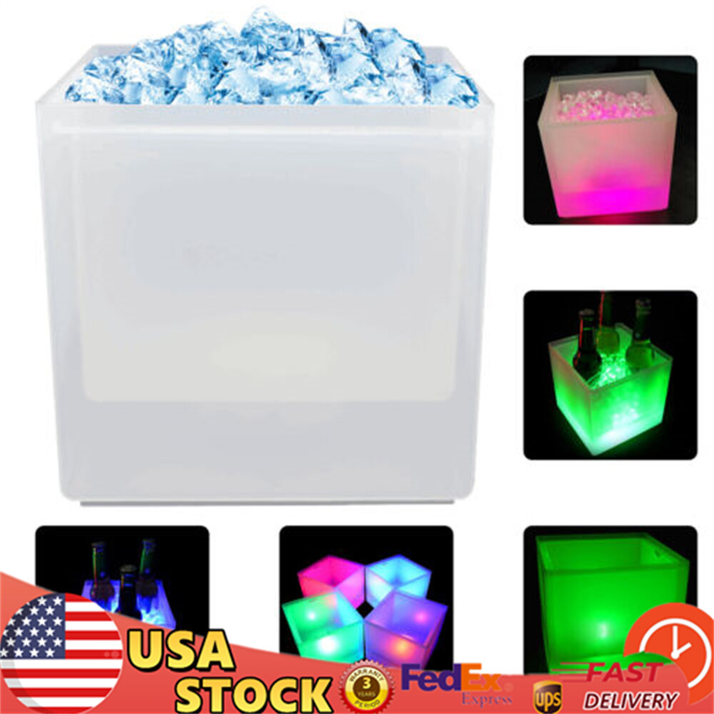 6 Color LED Light Ice Bucket Champagne Wine Drink Beer Ice Cooler Bar Party 3.5L