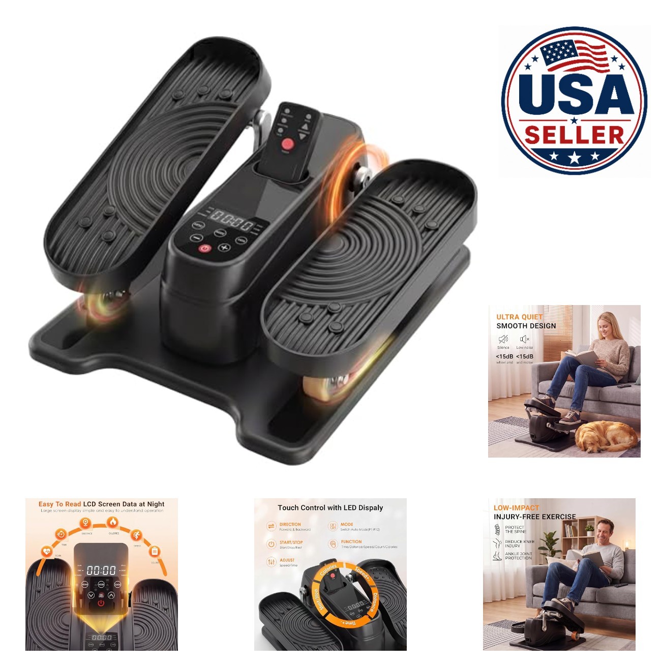 Elliptical Machine Under Desk 12 Auto Modes Remote Control Seated Pedal