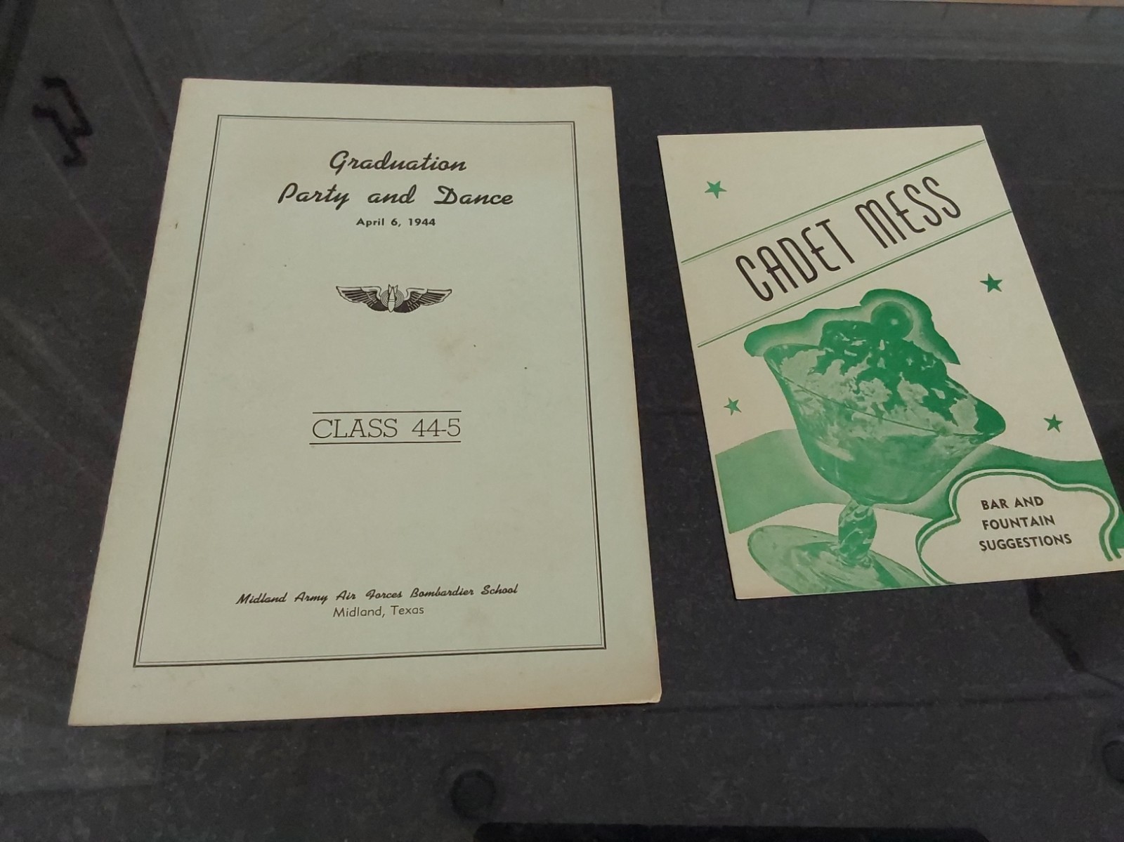 WWII Midland TX AAF Bombardier School Graduation Party Program 1944 w/ Menu