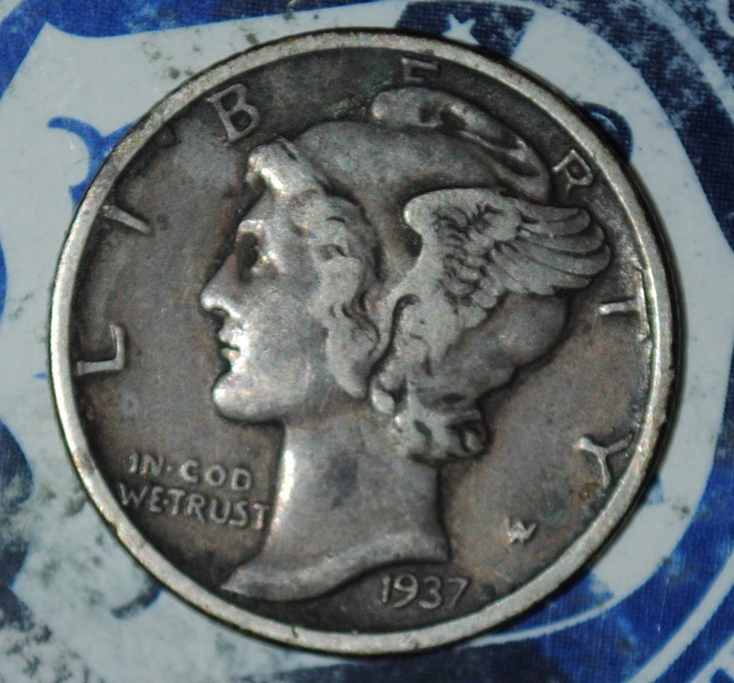 Magic Coin 1937 SILVER  Dime Obv & Wheat  Penny Rev {{{3799