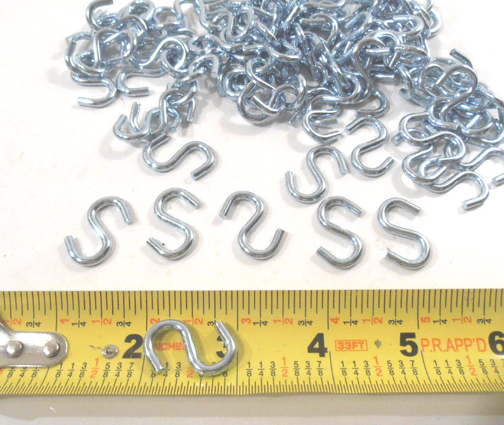 S HOOK 50 PC. 1" INCH S HOOK STEEL  S-HOOKS 3mm DIAMETER