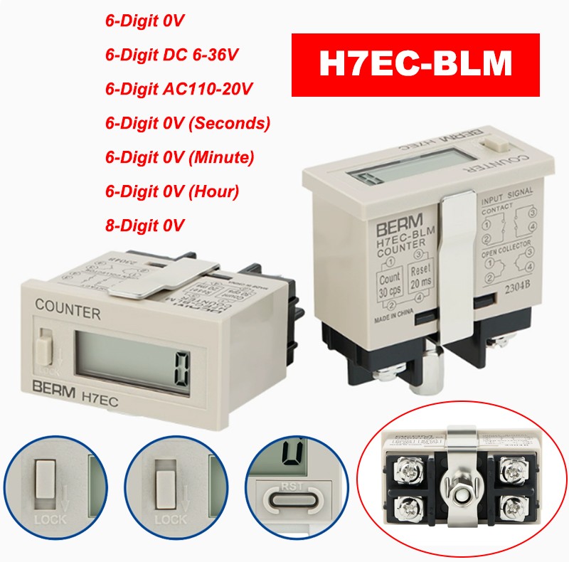 H7EC-BLM 6/8-Bit LED Electronic Counter For BVLM Punching Equipment Power On/Off