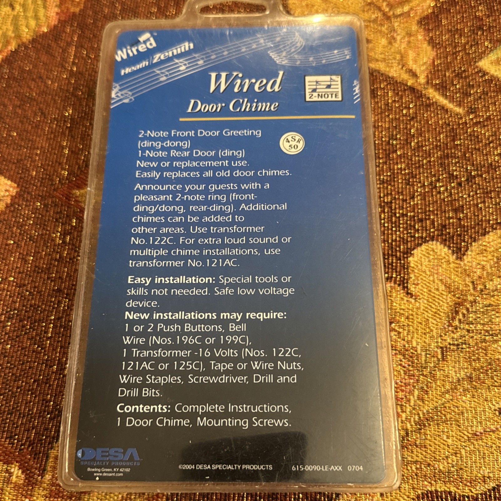 Heath Zenith Wired Door Chime 2-Note Melody Sealed Box NEW