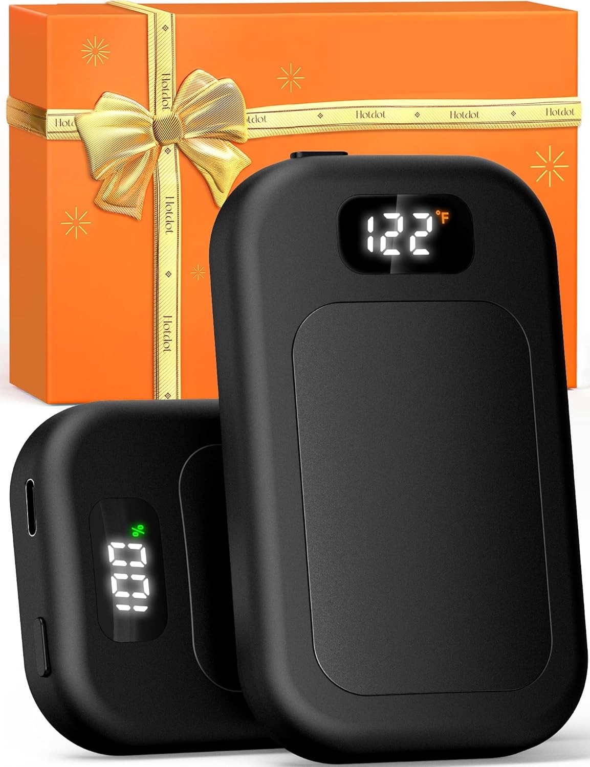 Hotdot Hand Warmers Rechargeable 2 Pack, 3 Heat Levels (104–121°F), Real-Time Te