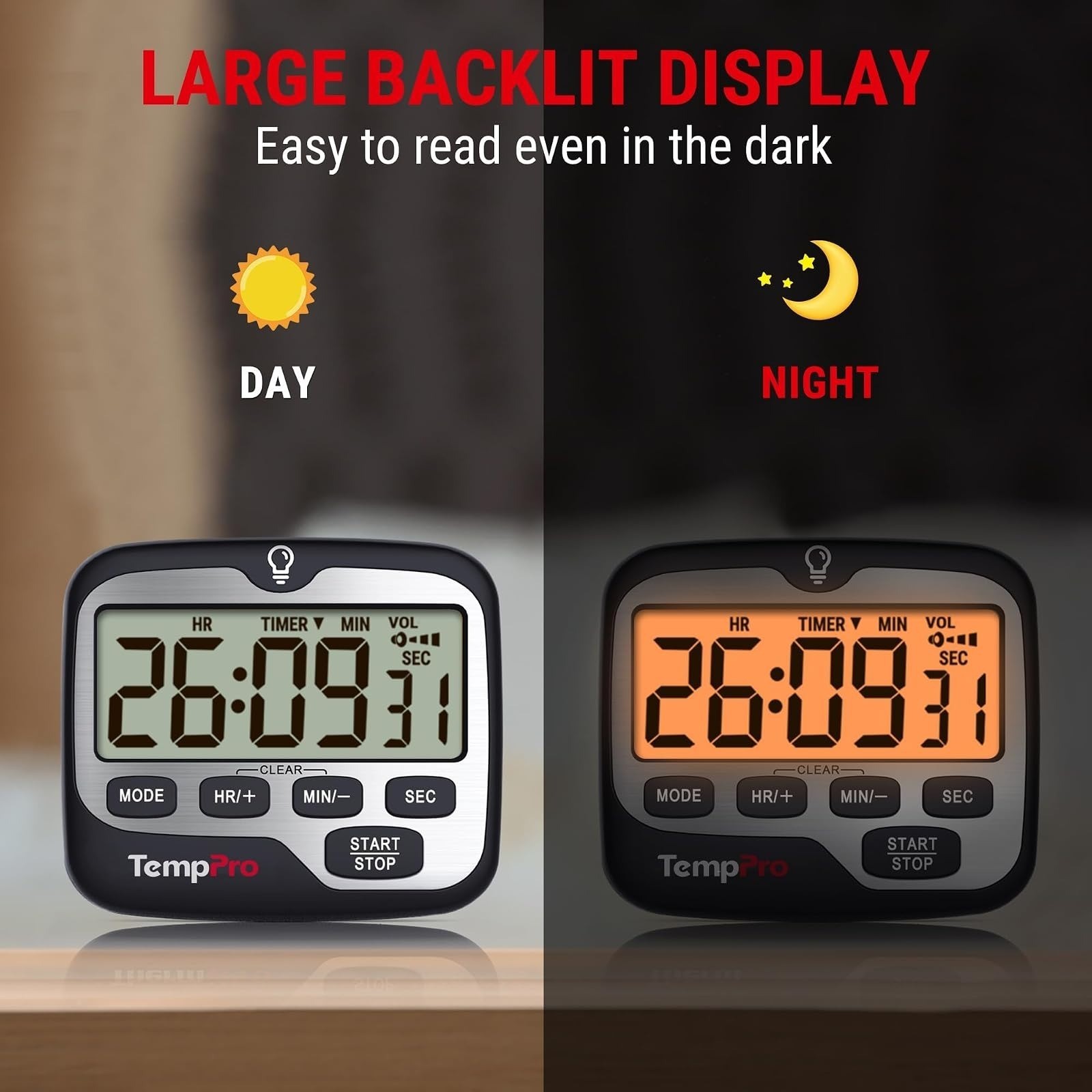 TempPro TM01 2-in-1 Digital Kitchen Timer | Adjustable Alarm Volume