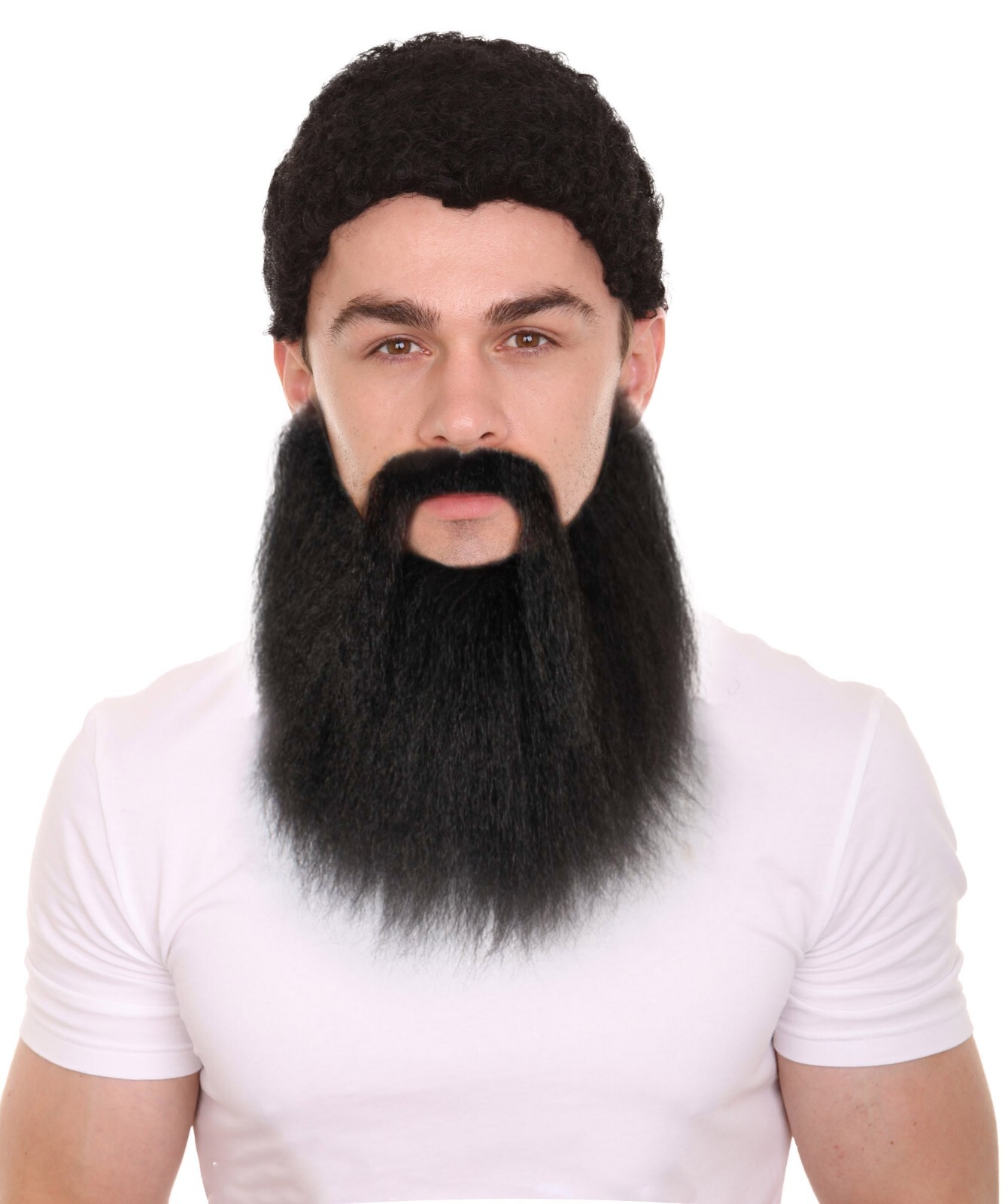 Men's Long Brown Beard & Mustache Set – Synthetic Cosplay Costume Facial Hair