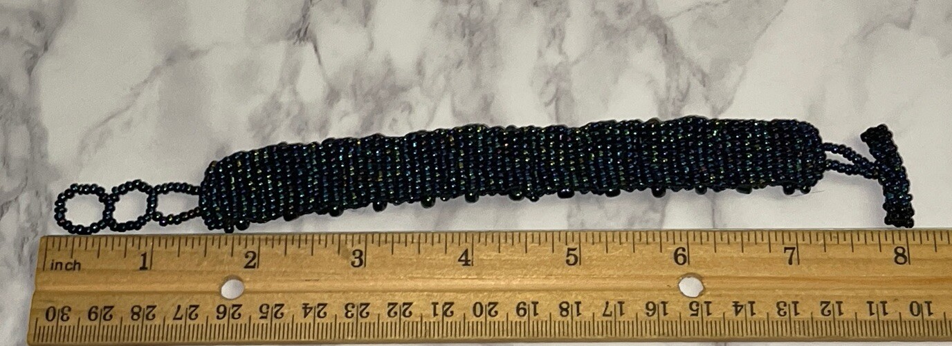Hand Crafted Blue Micro Beaded 7" Bracelet JH-3