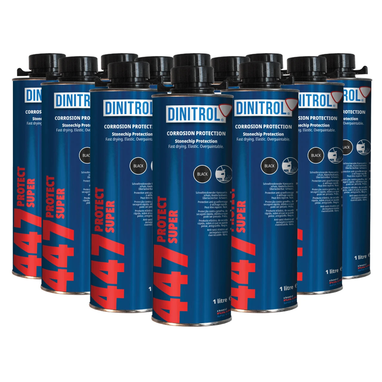 12-Pack 1 Liter Cans  - DINITROL 4941 Black Rust-Proofing Undercoating Spray