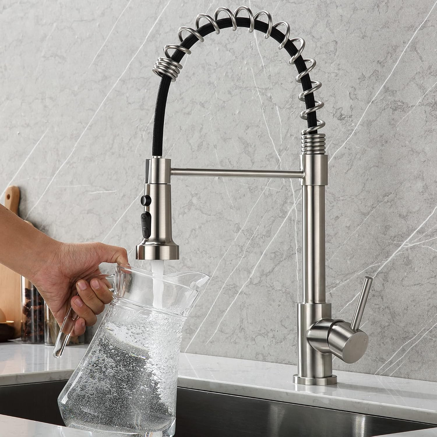 Pull down Spray Head Replacement - for Kitchen Faucet Sprayer Head with 15 Adapt