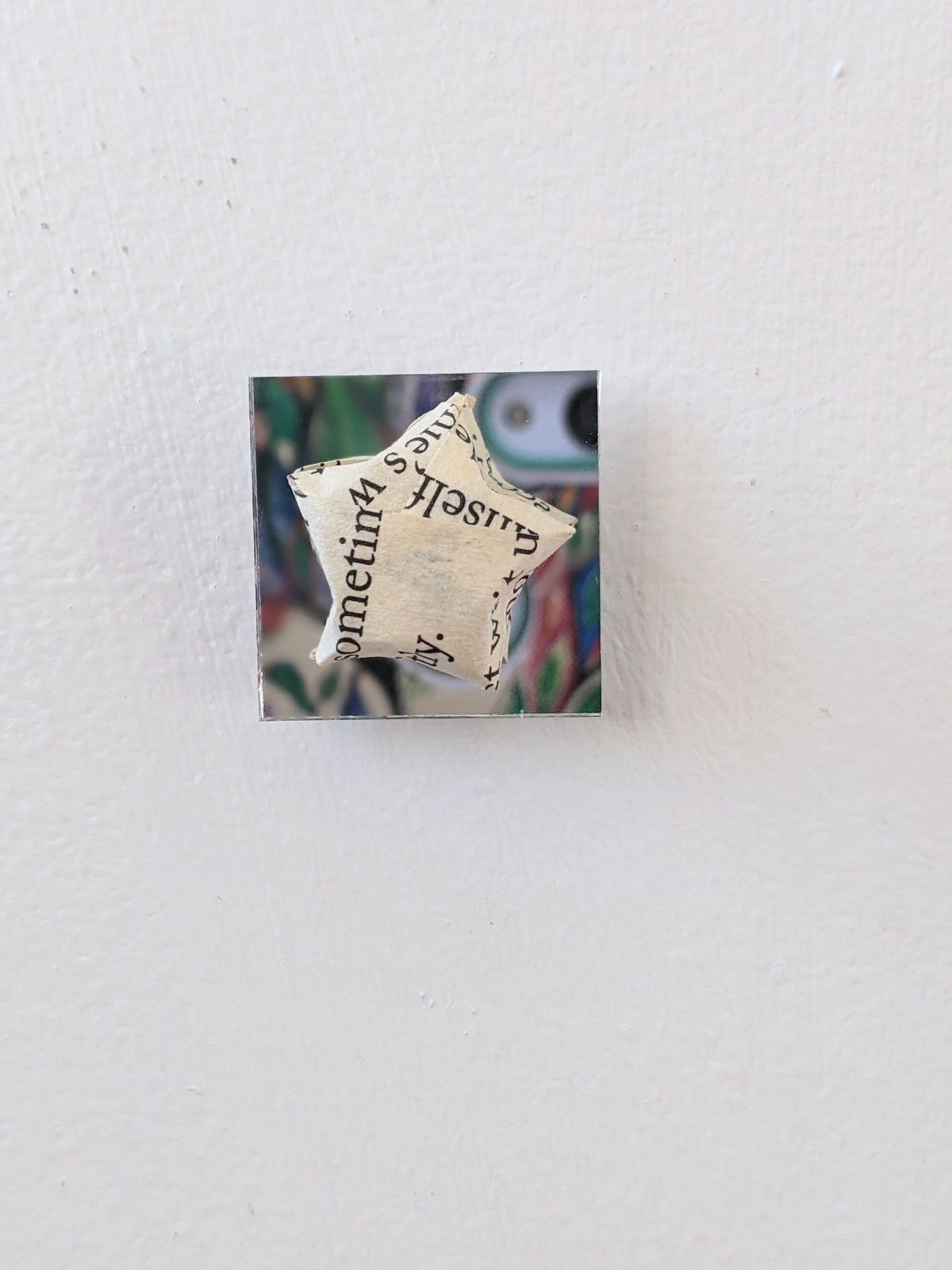 Sindri's Sundries Paper Rose Mirror Magnet, recycled book page Green