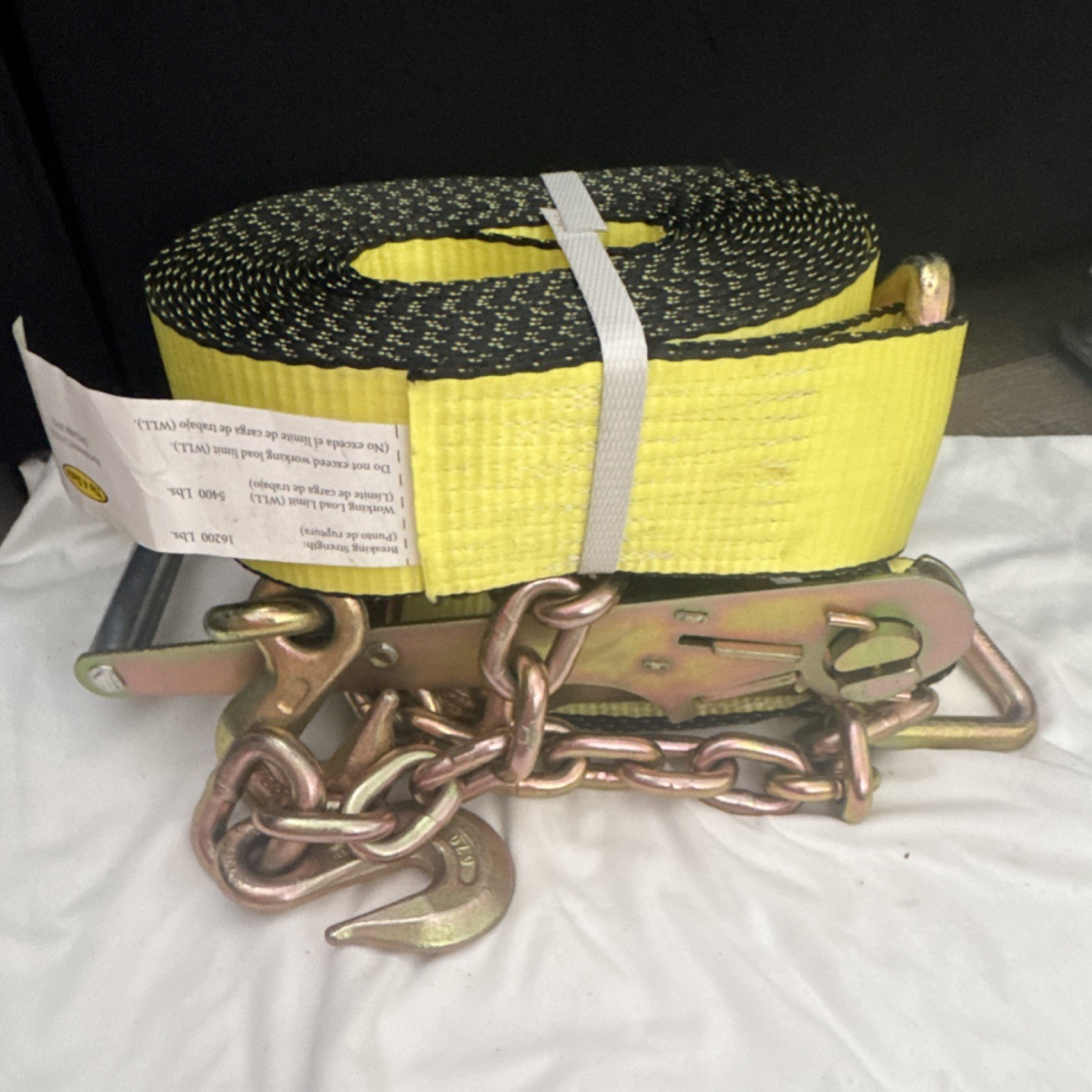Yellow Working Load Limit (WLL) Tie Down Strap 5400 LBS