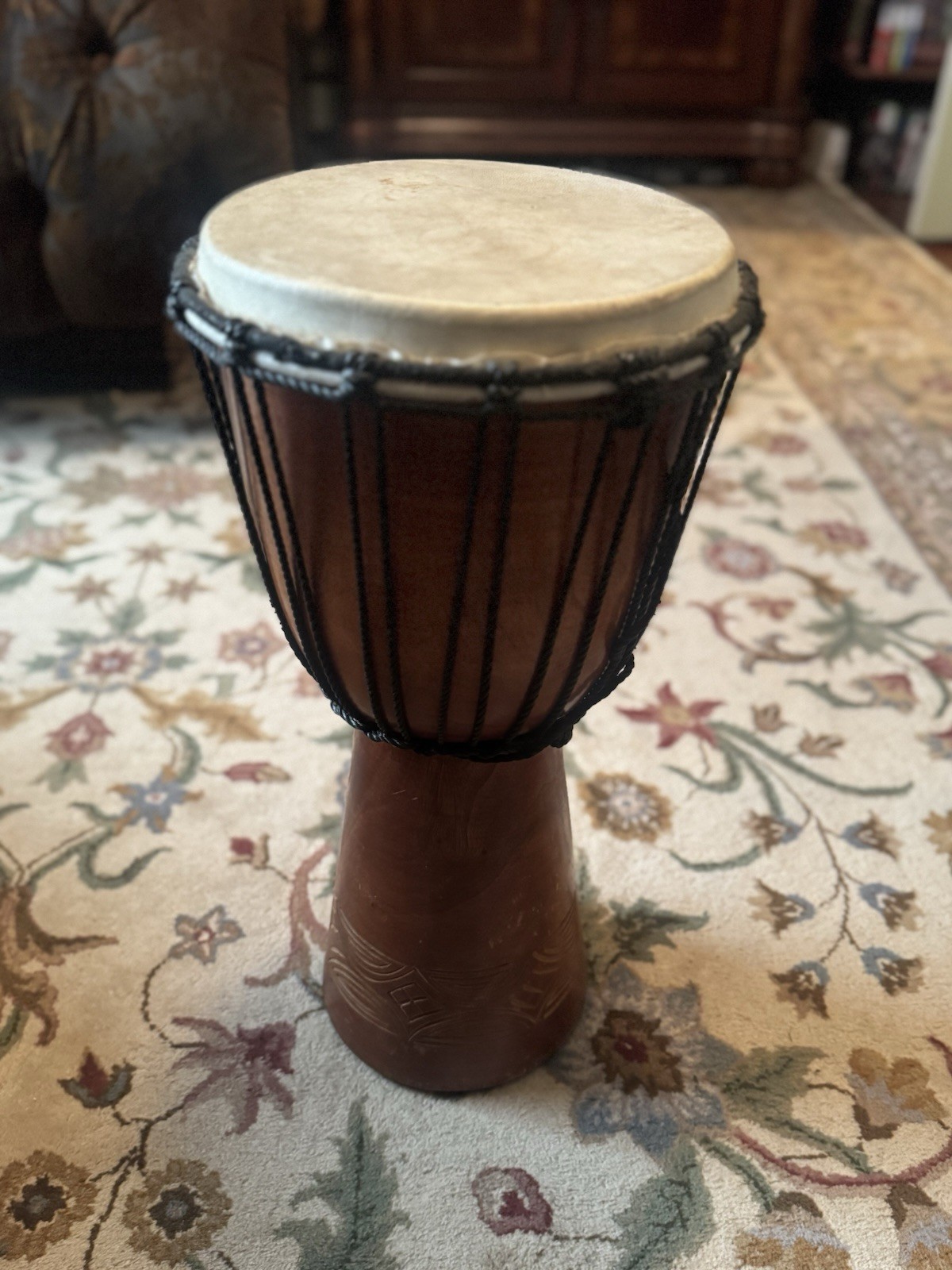 12” Hand-Carved Djembe Drum Rope Tuned African Style 18” Tall