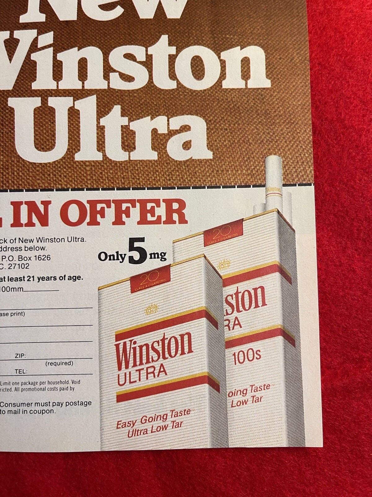 Vintage 1981 Winston Ultra Cigarettes Print Ad
