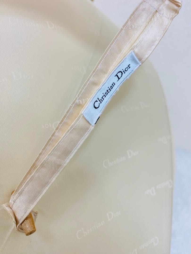 Christian Dior Logo Allover Pattern Long Umbrella Beige Off White