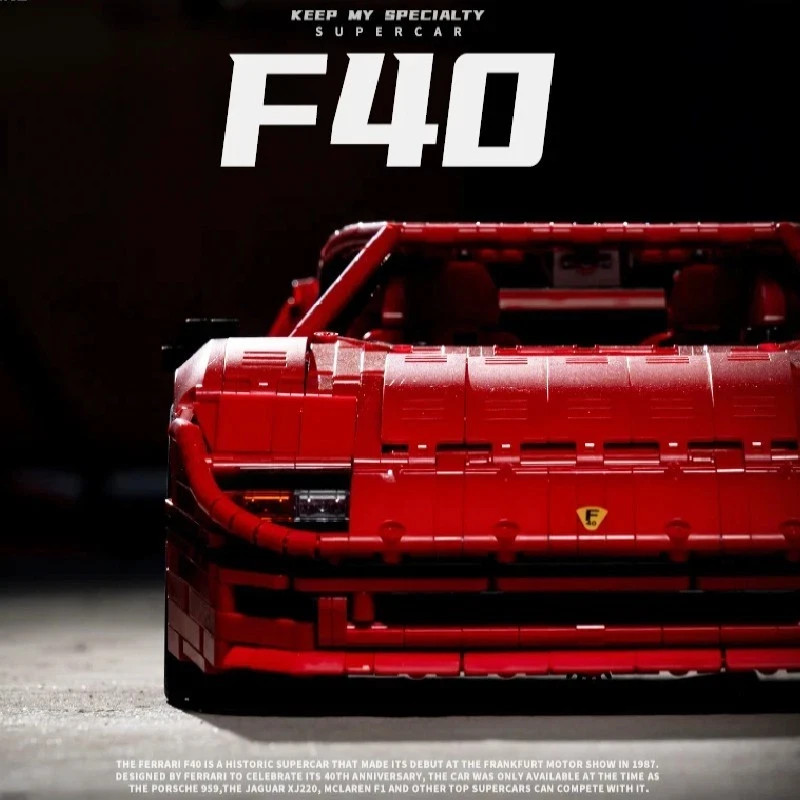 MOC Ferrari F40 Supercar Building Set 4026pcs 1:8 Technic Brick Sports Car- Read