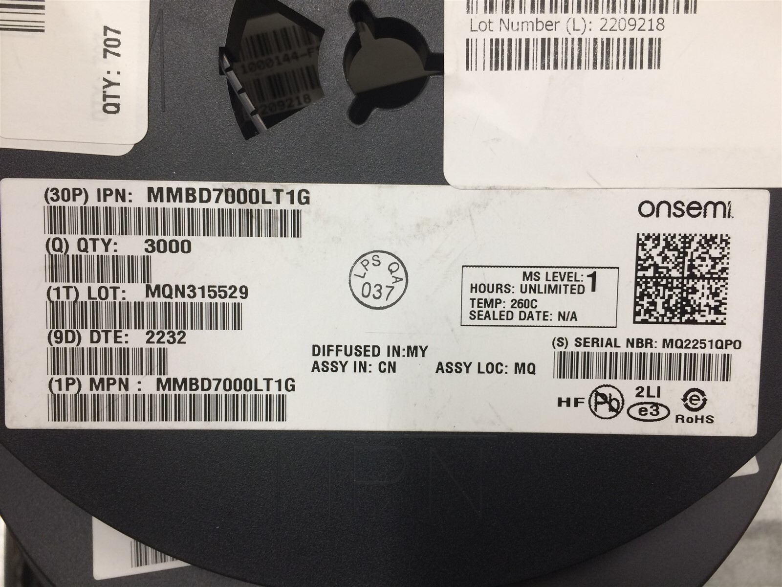 MMBD7000LT1G ON SEMI MMBD7000L DIODE ARRAY GP 100V SOT23 ROHS SMD 400 PIECES