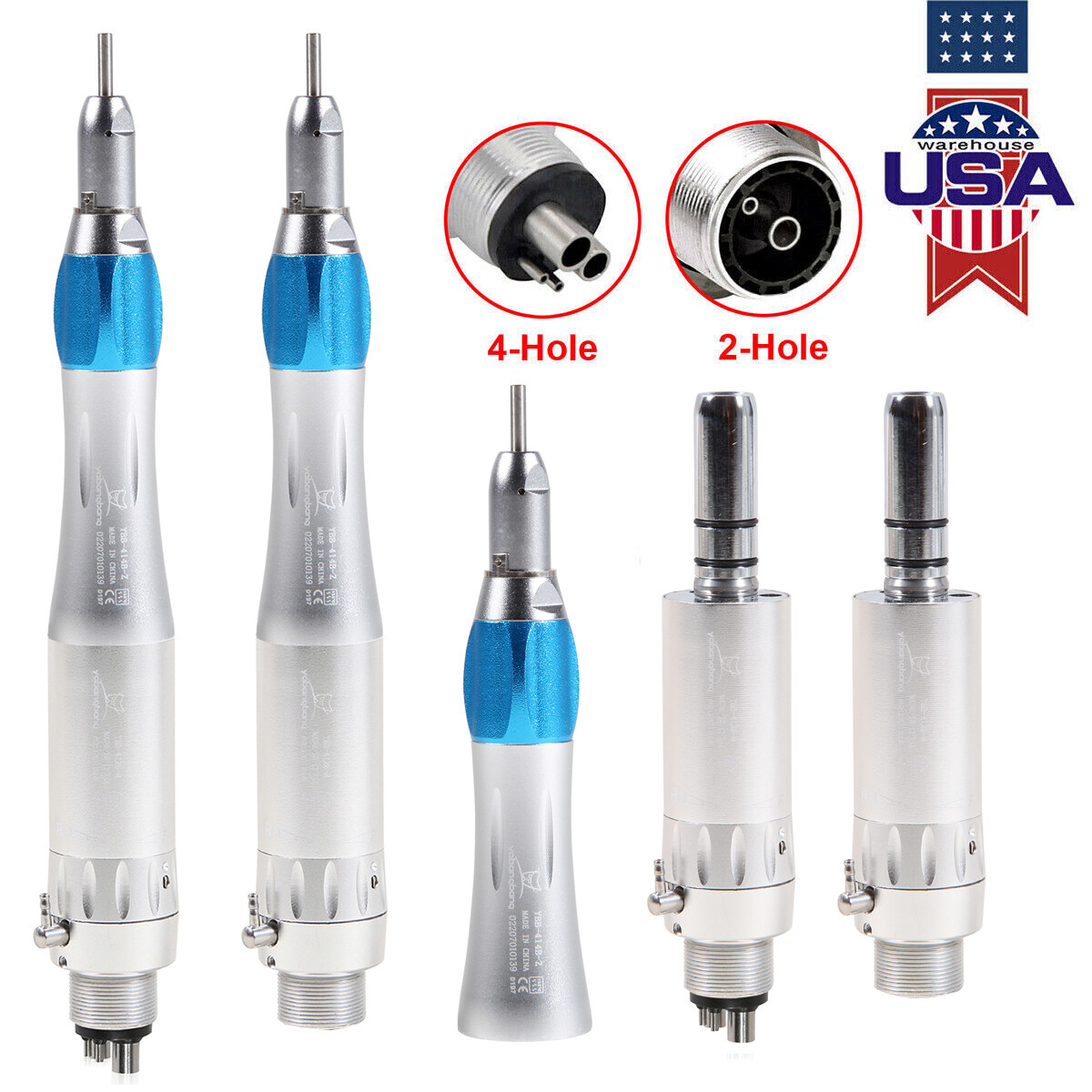 Dental Contra Angle Straight Handpiece Air Motor 4 Holes Low Speed NSK Nosecone